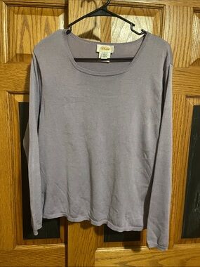 Talbots Soft Lavender Long Sleeve Cotton & Silk Lightweight Sweater